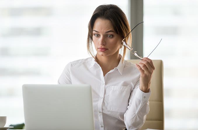 Woman searching for contact lenses online