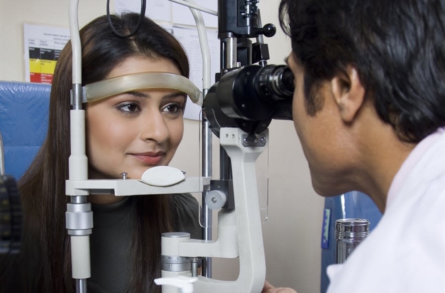 woman eye exam