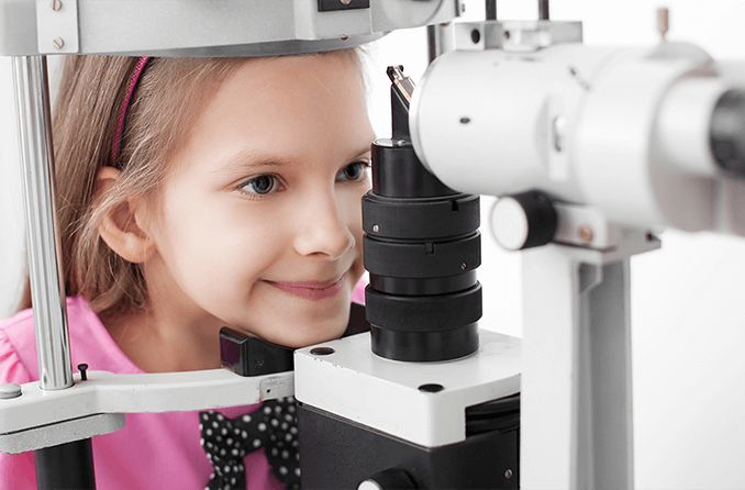 girl having a free eye exam