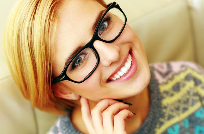 Smiling woman wearing glasses