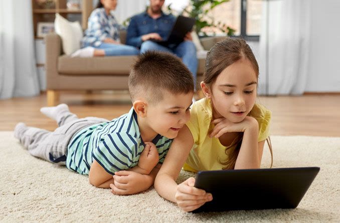 Children using a tablet