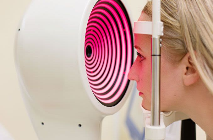 Woman taking test for Keratoconus