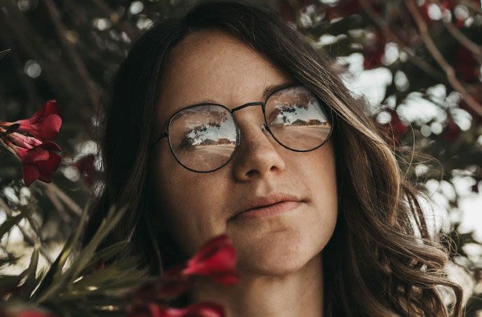 Woman wearing glasses