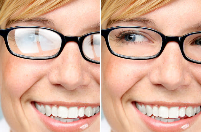 Glasses with and without anti-reflective lens coating