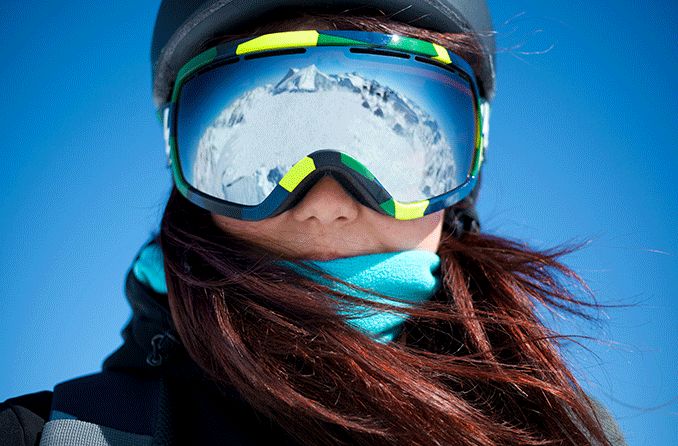 woman wearing ski goggles